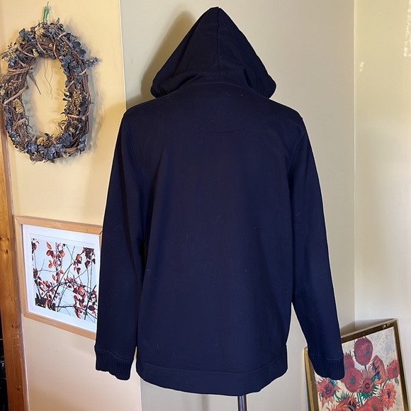 RALPH LAUREN Size Large Hoodie Sweatshirt Zip & Snap Dual Layer Striped Interior - Picture 5 of 16